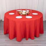 120inch Red 200 GSM Seamless Premium Polyester Round Tablecloth