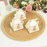 25 Pack 4inch Ivory Mini Teapot Favor Boxes, Tea Time Gift Box with Ribbon