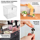 Clear Acrylic Wedding Card Box With Lock, Key & Thank You Sign Stand