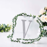 8 Inch Silver Decorative Rhinestone Alphabet Letter Stickers DIY Crafts - V