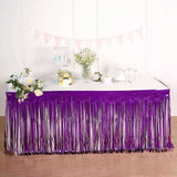 30inch x 9ft Purple Metallic Foil Fringe Table Skirt, Tinsel Table Skirt