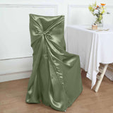 Dusty Sage Green Satin Self-Tie Universal Chair Cover, Folding, Dining, Banquet and Standard