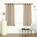 2 Pack | Handmade Beige Faux Linen Curtains 52x64inch Curtain Panels With Chrome Grommets