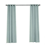 Handmade Dusty Blue Faux Linen Curtains 52inch x 108inch , Curtain Panels With Chrome Grommets