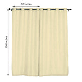 2 Pack | Handmade Ivory Faux Linen Curtains 52inch x 108inch Curtain Panels With Chrome Grommets