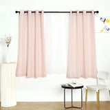 Handmade Blush Faux Linen Curtains 52x64 inches Curtain Panels With Chrome Grommets - Rose Gold