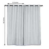 2 Pack | Handmade Silver Faux Linen Curtains 52x96inch Curtain Panels With Chrome Grommets