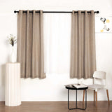 2 Pack | Handmade Taupe Faux Linen Curtains 52x64inch Curtain Panels With Chrome Grommets