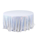 120Inch Iridescent Blue Sequin Round Tablecloth Premium Collection