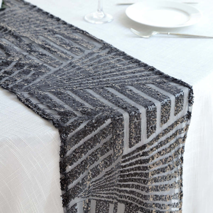 12x108inch Black Diamond Glitz Sequin Table Runner