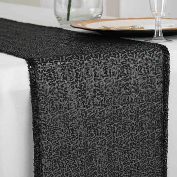 Sequin 12"x108" Table Runner Black - Glittering Design