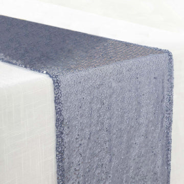 Sequin 12"x108" Table Runner Dusty Blue - Glittering Design