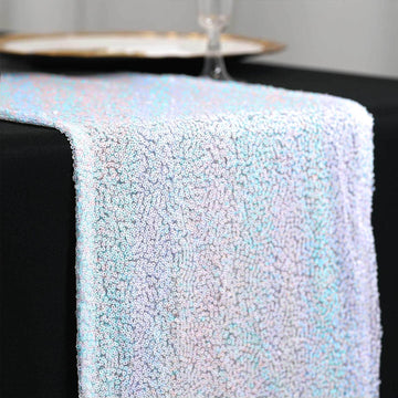 Sequin 12"x108" Table Runner Iridescent Blue - Glittering Design