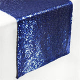 Navy Blue Premium Sequin Table Runners - Table Top Wedding Catering Party Decorations - 108x12"