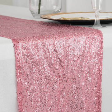 Sequin 12"x108" Table Runner Pink - Glittering Design