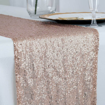 Sequin 12"x108" Table Runner Rose Gold - Glittering Design