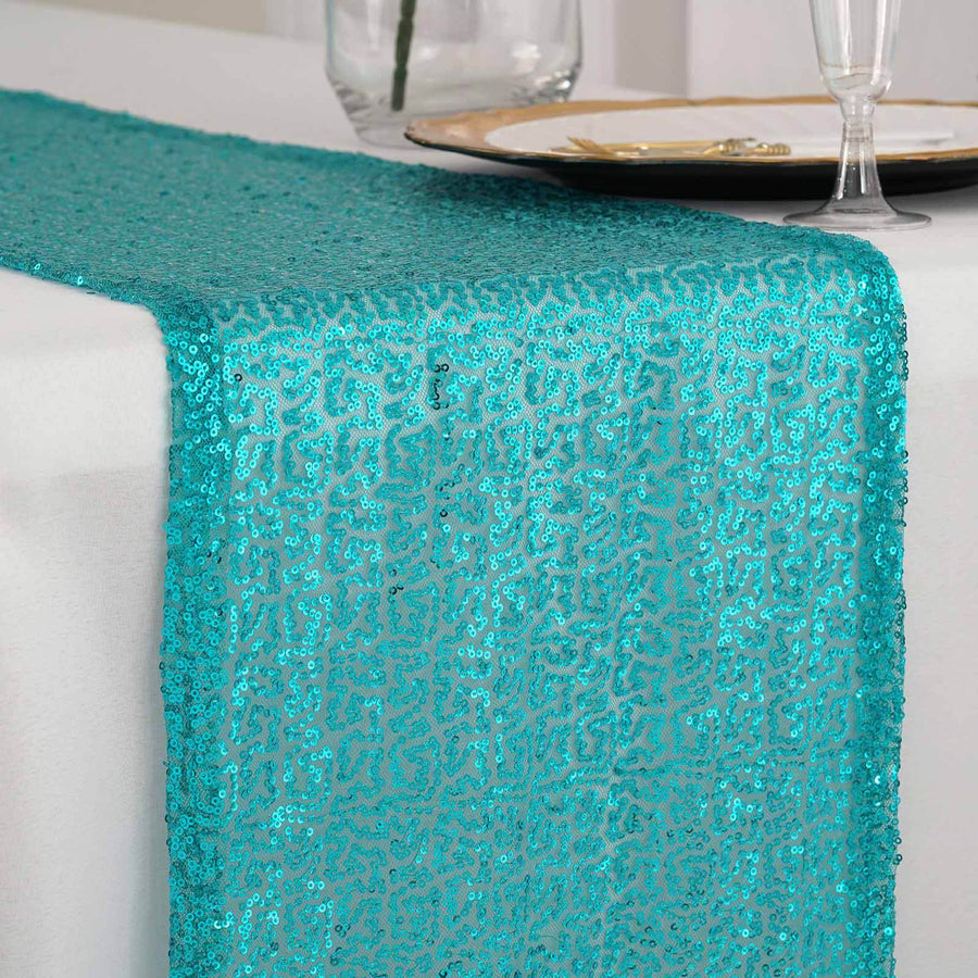 12"x108" Turquoise Sequin Table Runners