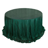 132Inches Hunter Emerald Green Premium Sequin Round Tablecloth, Sparkly Tablecloth