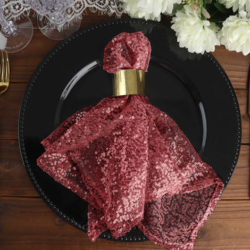 Sequin 20"x20" Napkin Burgundy - Shimmering Dinner Napkin