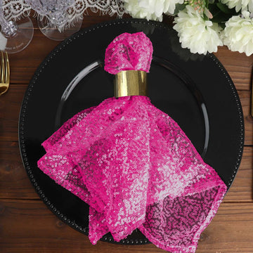 Sequin 20"x20" Napkin Fuchsia - Shimmering Dinner Napkin