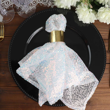 Sequin 20"x20" Napkin Iridescent Blue - Shimmering Dinner Napkin