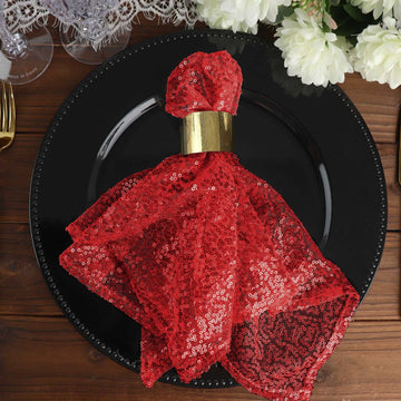 Sequin 20"x20" Napkin Red - Shimmering Dinner Napkin