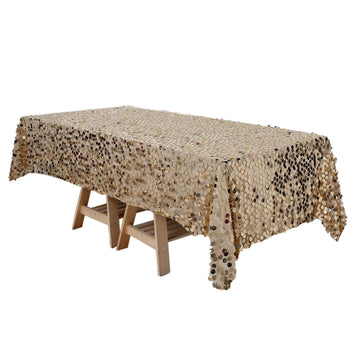 Sequin 60"x102" Rectangle Tablecloth Gold - Big Payette Table Cover