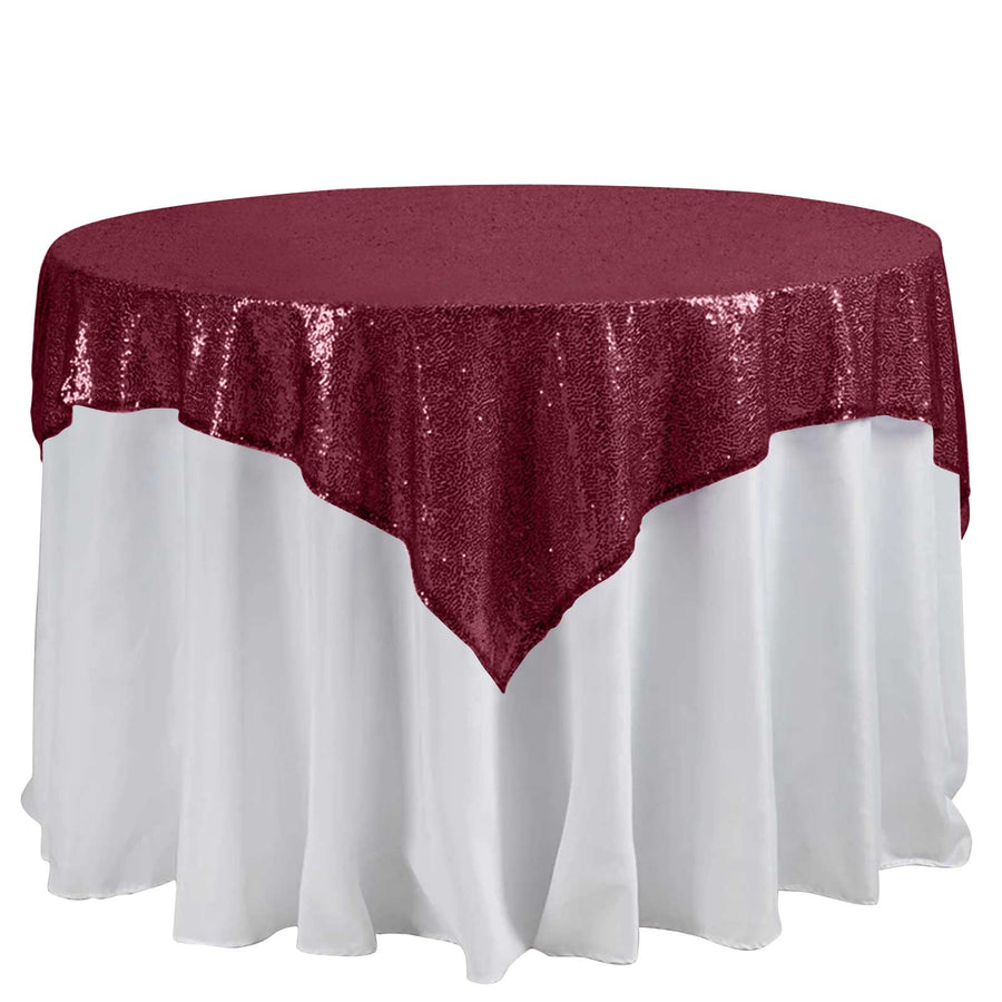 60x60inches Burgundy Duchess Sequin Square Overlay