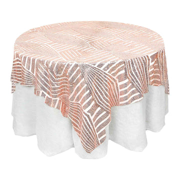 Sequin 72" Table Overlay Square Tablecloth Blush - Diamond Glitz Table Cover