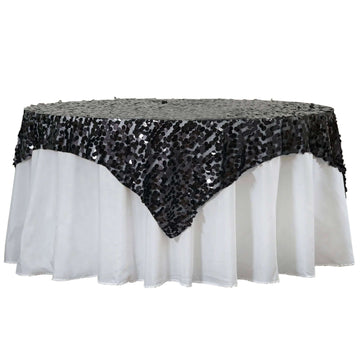 Sequin 72"x72" Table Overlay Square Tablecloth Black - Big Payette Table Cover