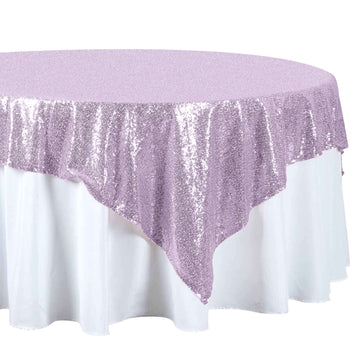 Sequin 72"x72" Table Overlay Square Tablecloth Lavender Lilac - Sparkly Table Cover