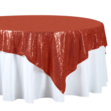 Sequin 72"x72" Table Overlay Square Tablecloth Red - Sparkly Table Cover