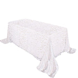 90x132 White Big Payette Sequin Rectangle Tablecloth