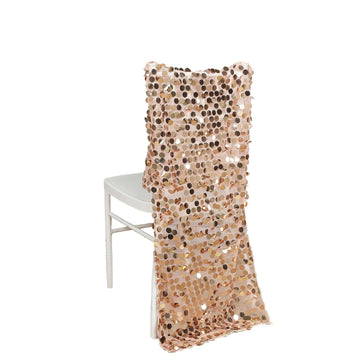 Sequin Chair Slipcover Big Payette Design for Chiavari Chairs Rose Gold - Glittering Chair Back Cover