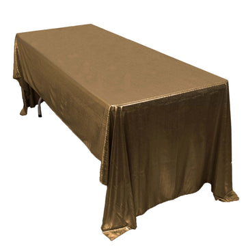 Sequin Dots Polyester 60"x126" Rectangle Tablecloth Shimmering Antique Gold - Wrinkle Free & Sparkling Table Cover