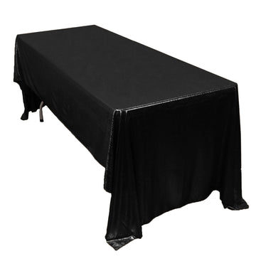 Sequin Dots Polyester 60"x126" Rectangle Tablecloth Shimmering Black - Wrinkle Free & Sparkling Table Cover