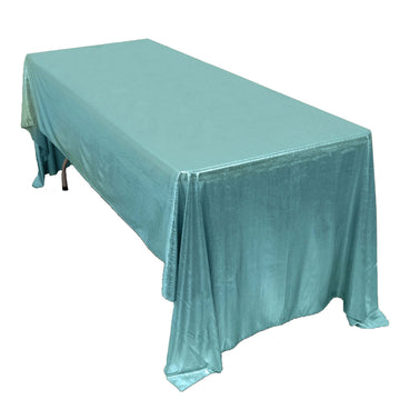 Sequin Dots Polyester 60"x126" Rectangle Tablecloth Shimmering Turquoise - Wrinkle Free & Sparkling Table Cover