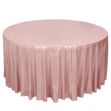 Sequin Dots Polyester Round 120" Tablecloth Shimmering Rose Gold - Wrinkle Free & Sparkling Table Cover