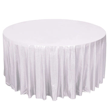 Sequin Dots Polyester Round 120" Tablecloth Shimmering Silver - Wrinkle Free & Sparkling Table Cover