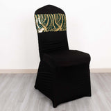 5 Pack Hunter Emerald Green Gold Wave Chair Sash Bands With Embroidered Sequins