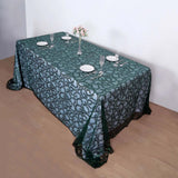 90x156inch Hunter Emerald Green Sequin Leaf Embroidered Tulle Rectangular Tablecloth