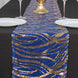 Royal Blue Gold Wave Mesh Table Runner With Embroidered Sequins