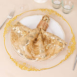 Champagne Wave Embroidered Sequin Mesh Dinner Napkin, Reusable Decorative Napkin