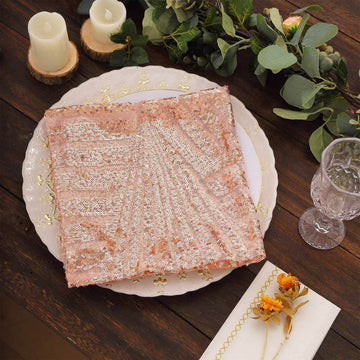 Sequin Napkins 20"x20" Blush - Diamond Pattern Reusable Napkin