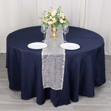 12x108inch Silver Wave Mesh Table Runner With Embroidered Sequins