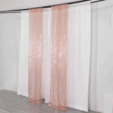 2 Pack Rose Gold Sequin Event Curtain Drapes with Rod Pockets, Seamless Backdrop Event