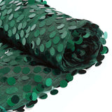 54inch x 4 Yards Hunter Emerald Green Big Payette Sequin Fabric Roll, Mesh Sequin Craft Fabric Bolt