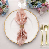 Sparkly Blush Rose Gold Leaf Vine Embroidered Sequin Tulle Cloth Dinner Napkins