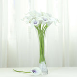 20 Stems | 14inch White/Purple Artificial Poly Foam Calla Lily Flowers