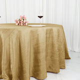 132inch Gold Accordion Crinkle Taffeta Seamless Round Tablecloth